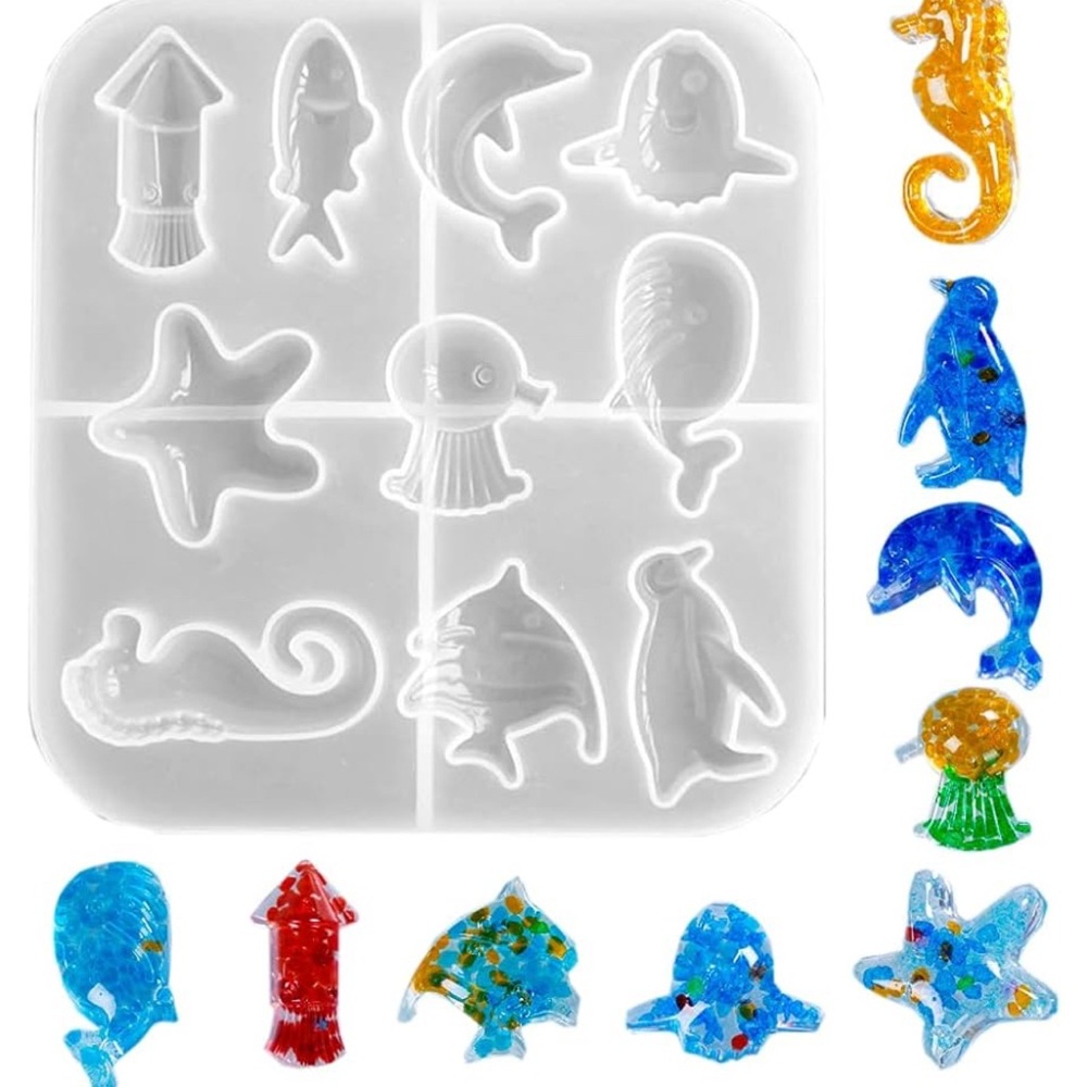 NEW 10 Cavity Nautical Sea Life Silicone Mold DIY Resin Clay More Craft FREEBIES
